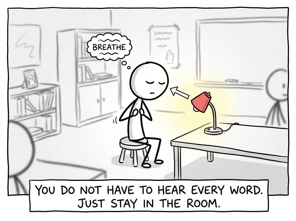 The stick figure taking a slow breath and refocusing on one specific object in the room to anchor themselves