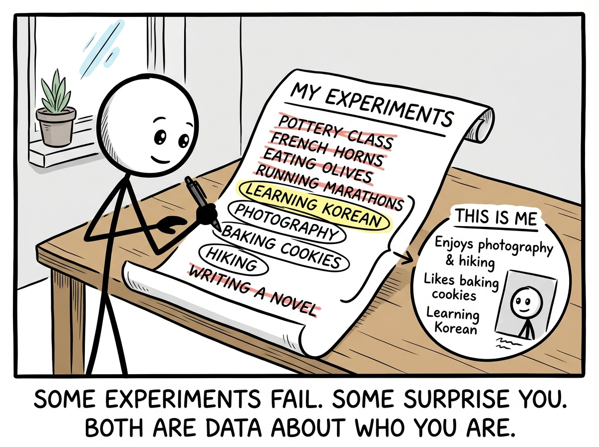 The stick figure crossing some things off a list and circling others, slowly building a profile that belongs only to them