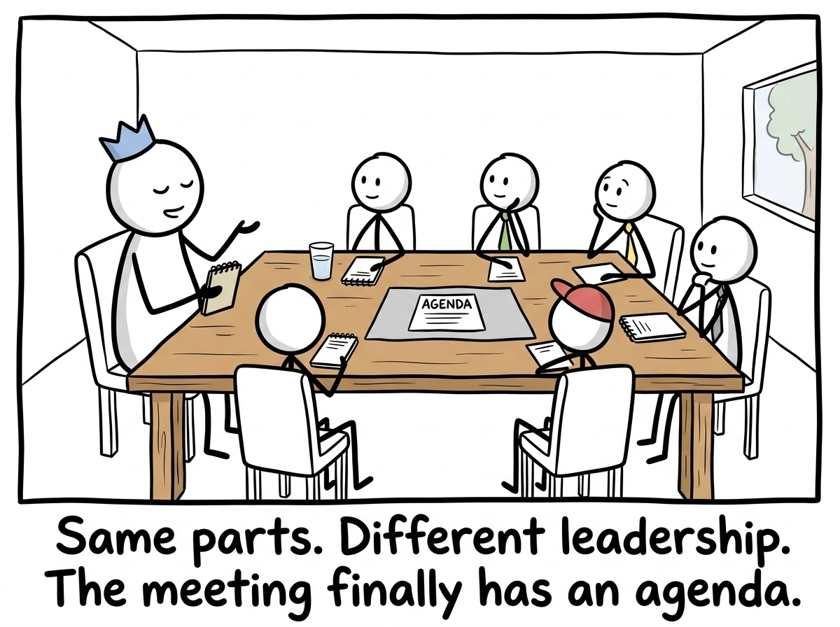 The board meeting continuing but calmly now, with Self at the head of the table and all parts seated, listened to, and no longer fighting for control