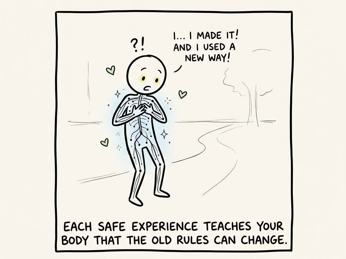 The stick figure after the moment, looking surprised that they survived doing it differently, with their nervous system a little calmer