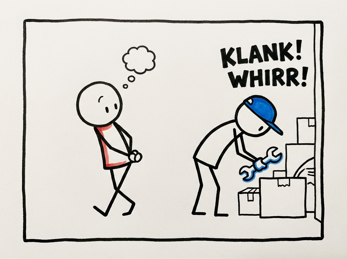 A person physically stepping back and clasping their hands behind their back while their partner handles a task in their own way